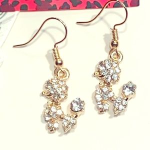🐩🆕 Betsey Johnson Style - Poodle Dog Crystal Earrings